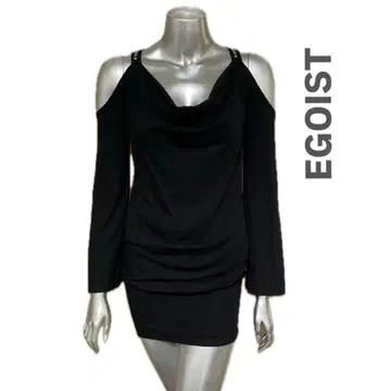 EGOIST 블랙 드레이프 미니 원피스