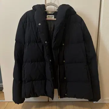 PLST 네이비 후드 부착 다운 자켓