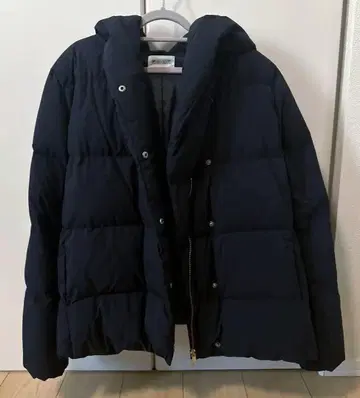 PLST 네이비 후드 부착 다운 자켓