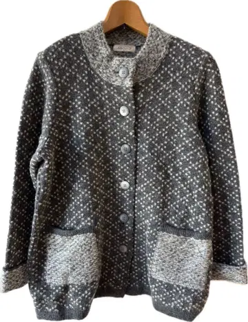 [ 일본제 ] 니트 가디건 그레이와 화이트 무늬