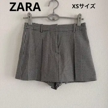ZARA 자라 깅엄 체크 스코트 미니 스커트 큐롯 플리츠