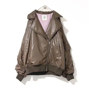 jouetie 인조 가죽 라이더 MA-1 자켓 블루종