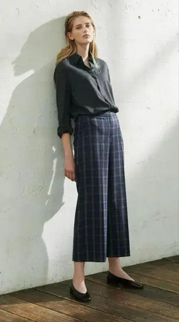 Theory Luxe 블록 체크 울 팬츠 40