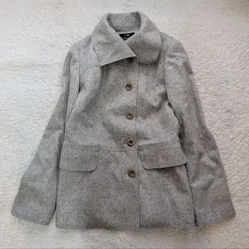 새상품급 23구 캐시미어 혼방 그레이 버튼 자켓 울 코트