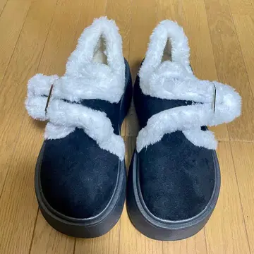 통굽 퍼 어그 부츠 블랙 23cm