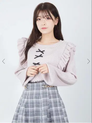 Ank Rouge 펄 리본 니트 PO 핑크