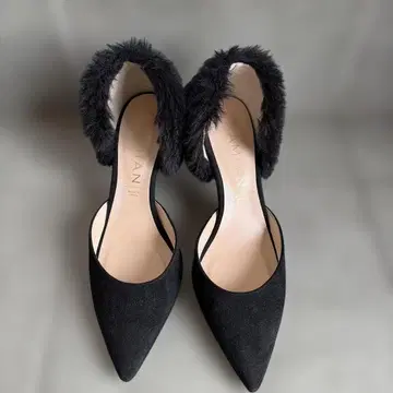 퍼 달린 블랙 스웨이드 하이힐 C 35