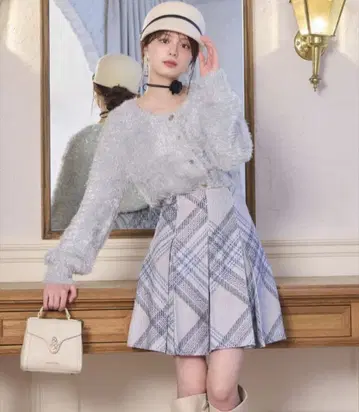 WILLSELECTION 트위드 체크 턱 미니 스커트 윌셀렉션