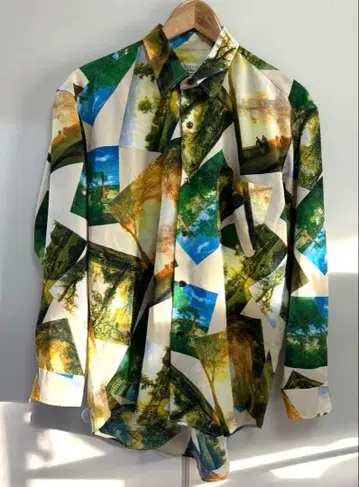 구제 의류 MAJEUREX 올 패턴 디자인 셔츠 유럽풍 아트 디자인 L