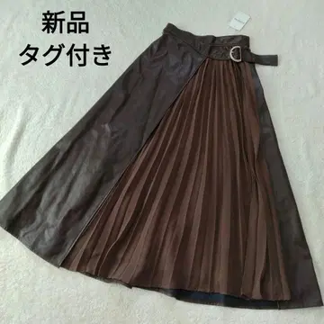 택 포함 새상품 에밀리아 위즈 가죽 플리츠 스커트 롱