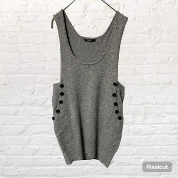 10865RULE 사이드 버튼 슬리브리스 튜닉 L 니트 그레이 구제 의류