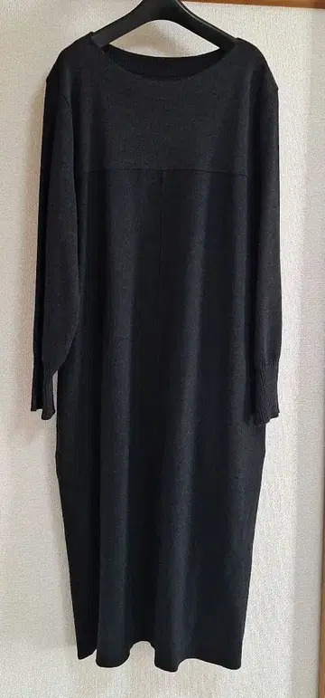 [새상품급] 23구 울 니트 원피스 46 다크 그레이 리본 벨트 포함