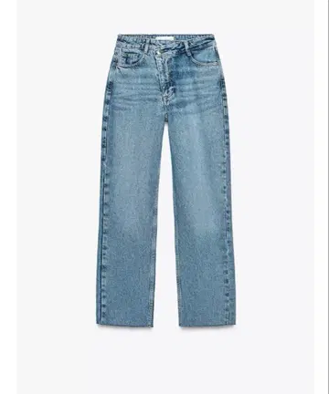 ZARA 택 포함 하이웨스트 크로스 허리 스트레이트 데님 34