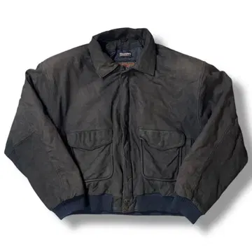 90s A-2 타입 가죽 자켓 L 네이비 신살레이트 페이드