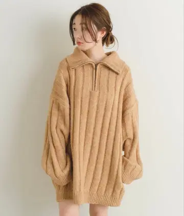 [ kastane ] 하프 ZIP 멜란지 BIG 니트