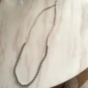 BEAMS 빔즈 펄 실버 볼 체인 목걸이 미사용 새상품