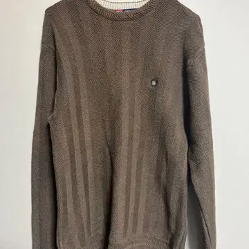 CHAPS 브라운 헤링본 니트 스웨터