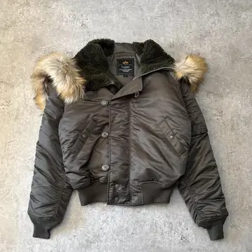 미사용급 ALPHA 알파 N-2B 플라이트 자켓 S 세이지 짧은 기장