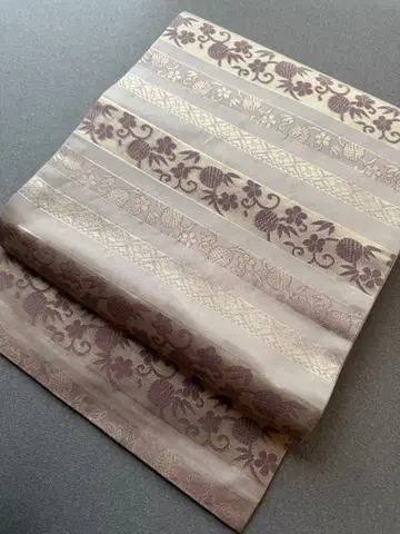 나고야 오비 순수 실크 그레이지