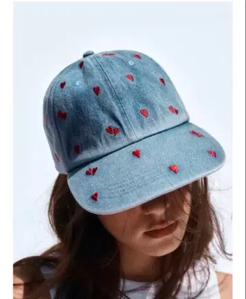 ZARA 자라 데님 하트 자수 캡