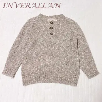 인버아란 울 코튼 알파카 브라운 택 네프 크루넥 스웨터