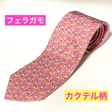 페라가모 핑크 넥타이 Salvatore Ferragamo 칵테일 패턴