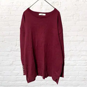 12340 IEDIT 면 100% 보르도 소매 버튼 니트 오버 사이즈 M