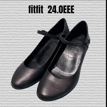 [fitfit] 원 스트랩 펌프스 블랙 가죽 폭넓음 24.0 EEE