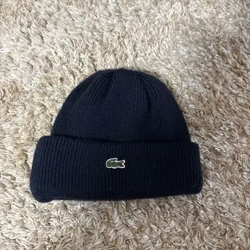 LACOSTE 네이비 니트 모자 프리 사이즈