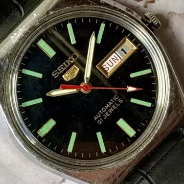 세이코 5 오버홀 완료 데이데이트 자동 와인딩 빈티지 70S 블랙