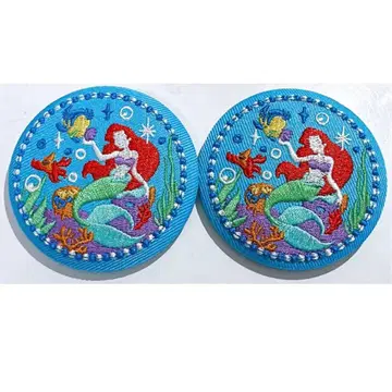 디즈니 자수 캔 배지 인어공주 2세트