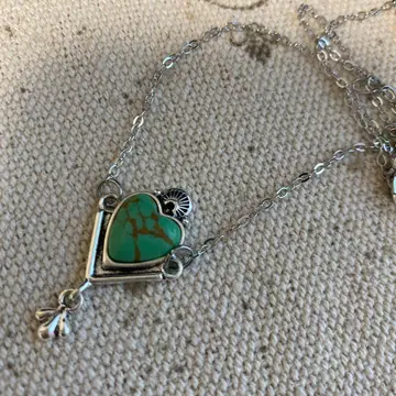 한정 판매! 현품 한정! 터콰이즈 실버 목걸이 하트 쇼난 성숙 캐주얼