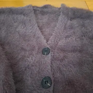 그레이 복슬복슬 니트 V넥 가디건