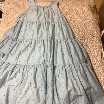 핑크하우스 물방울 패턴 슬리브리스 롱 원피스