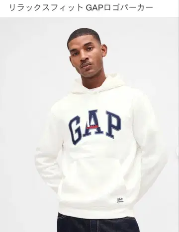 GAP 후드티 릴랙스핏 로고 후드티 S 화이트