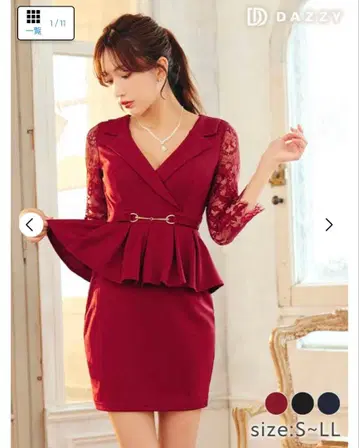 DAZZY 레드 미니 드레스 M