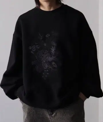 welise 헤비 웨이트 맨투맨 모드 플라워 자수