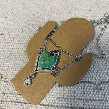 한정 판매! 현품 한정! 실버 하트형 목걸이 터콰이즈 쇼난 성인 오샤레