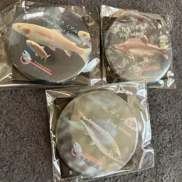 연어의 고향 치토세 수족관 한정판 캔 배지 물고기