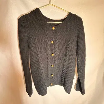 블랙 케이블 짜임 니트 가디건