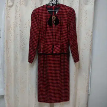 빨간색 검정 체크 원피스 9호