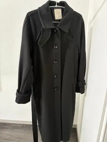 블랙 롱 코트 스탠드 카라