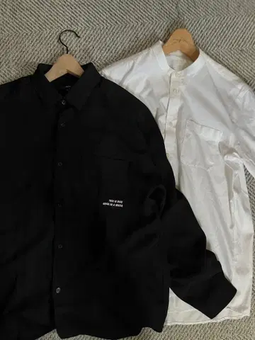 셔츠 2세트 그래픽 프린트 블랙 셔츠 화이트 셔츠