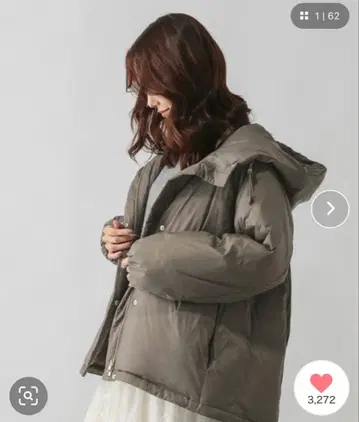 GLOBAL WORK 에어럭스 다운 후드 블루종 브라운 L