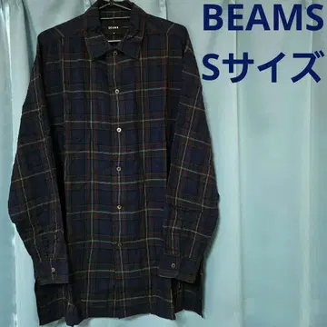 BEAMS 네이비 계열 체크 긴팔 셔츠 S 사이즈