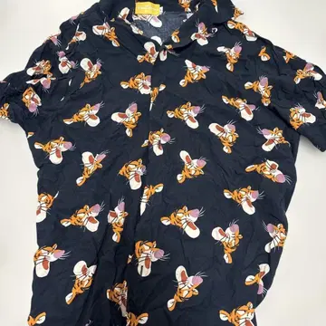 도쿄 디즈니 리조트 티거 올 패턴 하와이안 셔츠 L