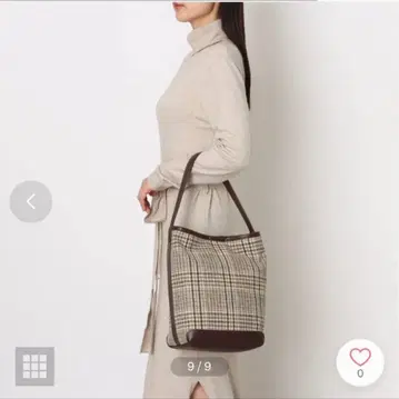 체크 무늬 토트백 내 파우치 포함 cache cache