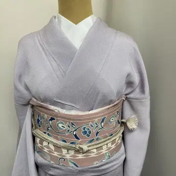 순수 실크 크레이프 원단 하나 문장 기모노 이로무지 미사용