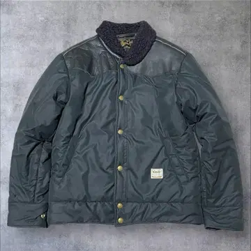 CALEE 칼리 옷깃 보아 가죽 요크 패딩 자켓 웨스턴 M