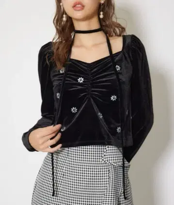 초커 세트 플라워 비쥬 벨로아 상의